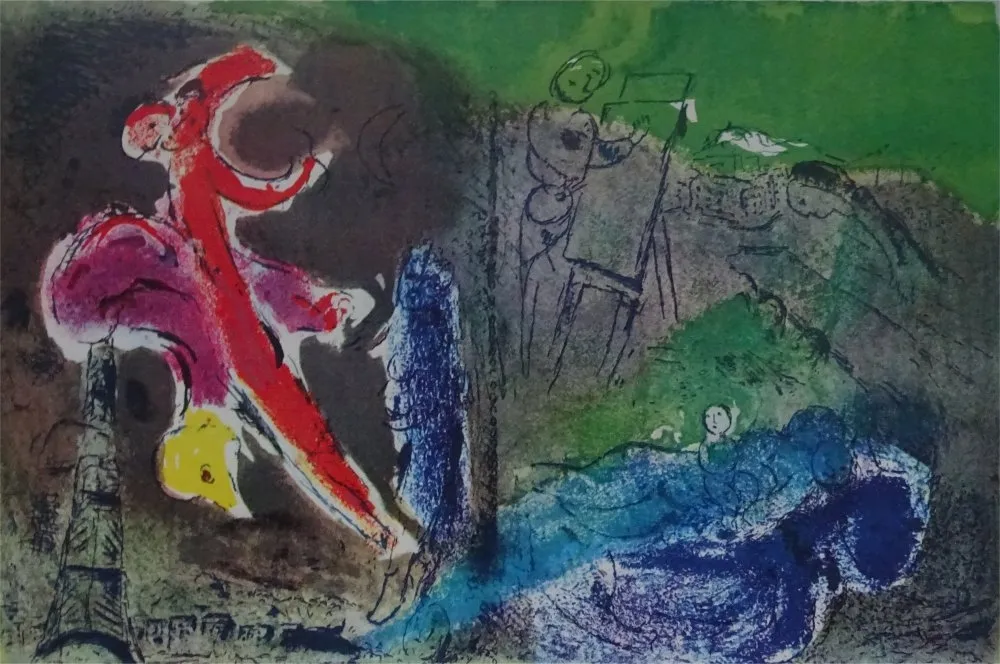 石版画 Chagall - Vision de Paris, 1952
