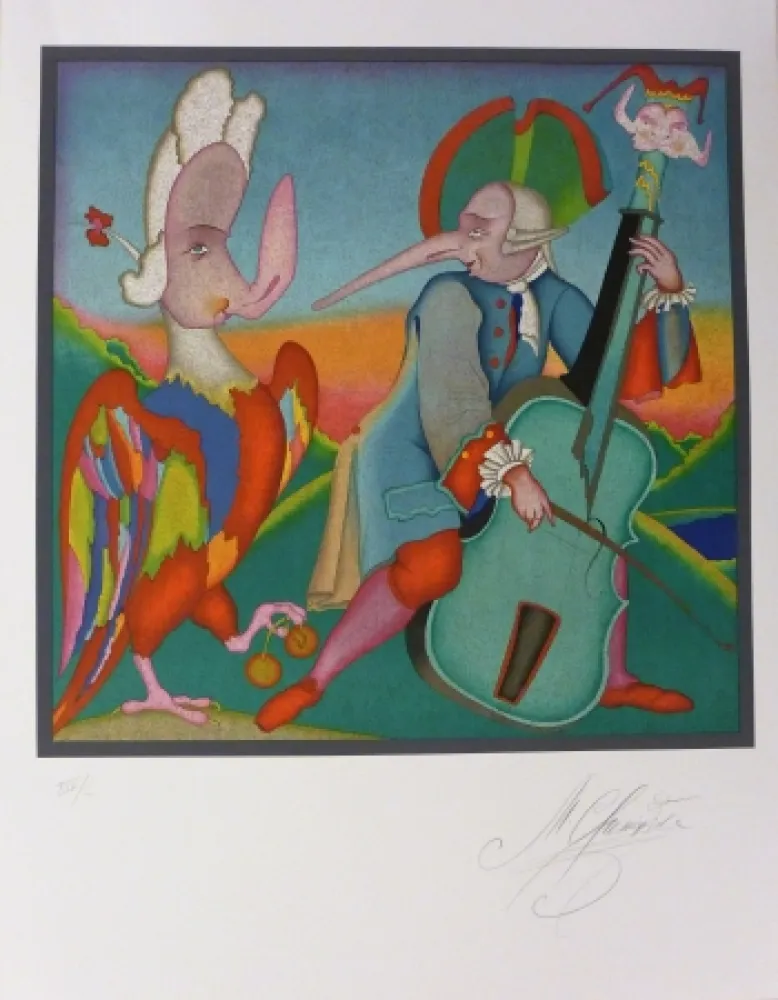 石版画 Chemiakin - Le contrebassiste