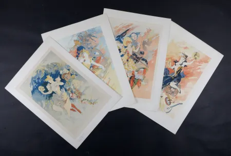 石版画 Cheret - Les Arts (La Comédie, La Danse, La Pantomime & La Musique), 1900