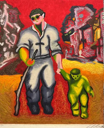 金刚砂版画 Chia - Promenade with the father