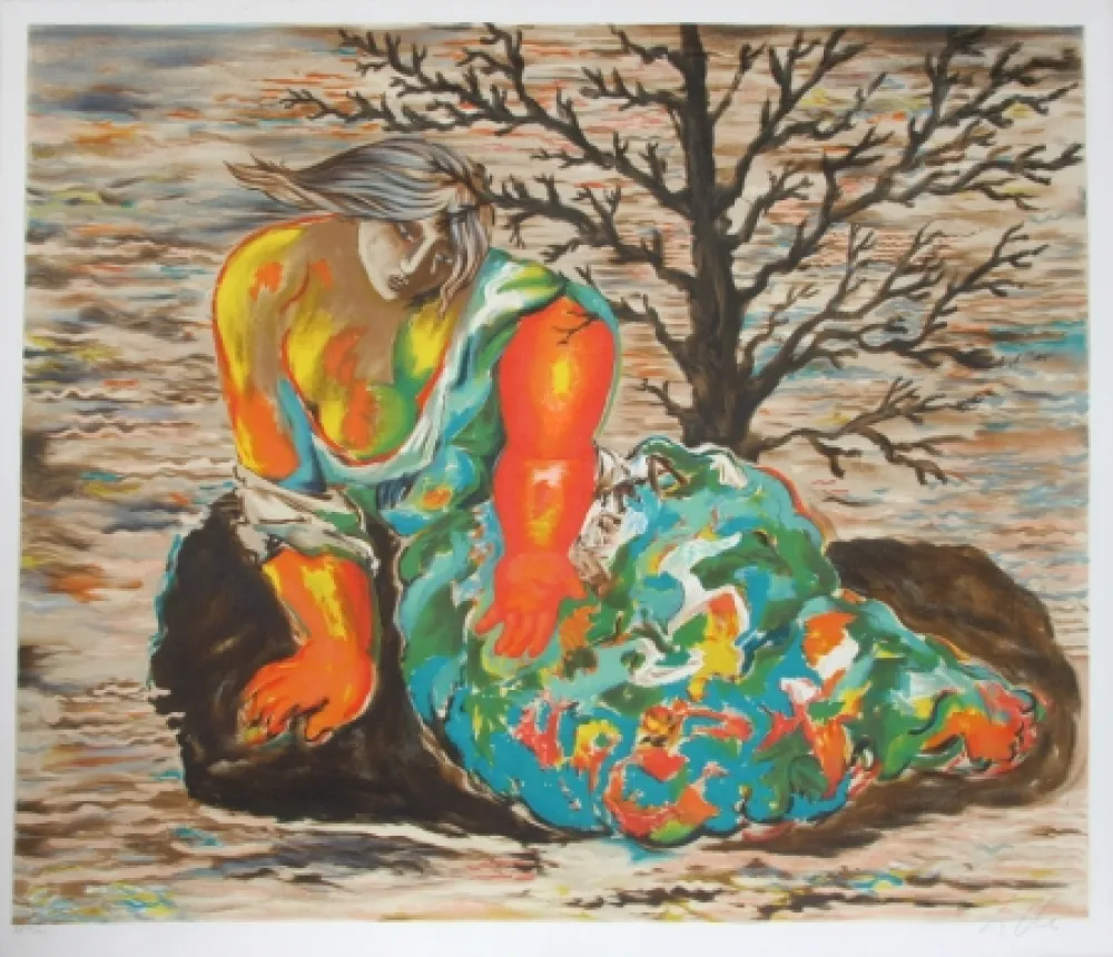 石版画 Chia - Seated Woman