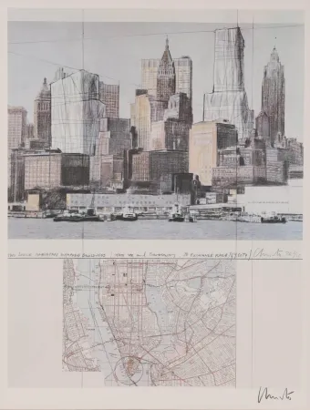 石版画 Christo & Jeanne-Claude - Two Lower Manhattan Wrapped Buildings