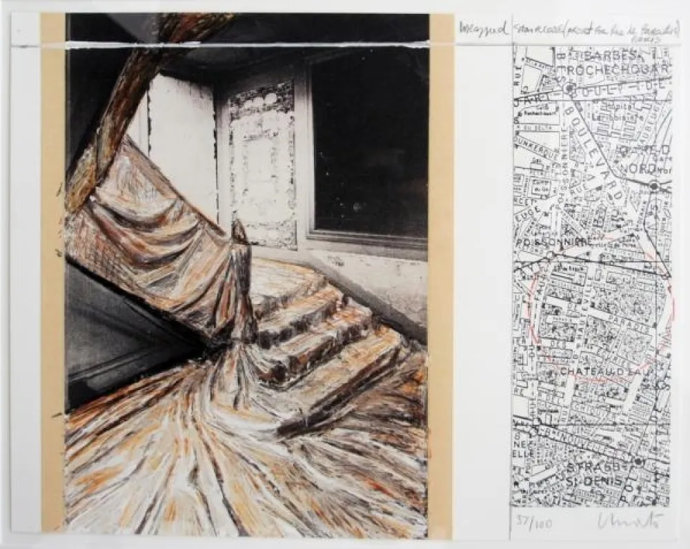 石版画 Christo & Jeanne-Claude - Wrapped Staircase. 2001. Signed 