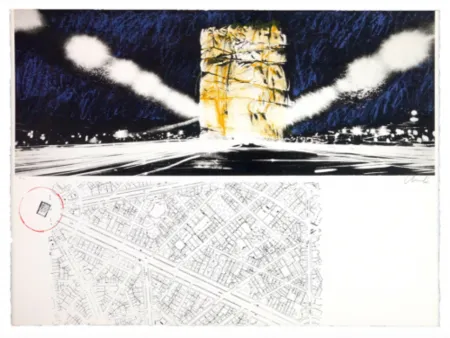 石版画 Christo - Project for the Arc de Triomphe, Paris