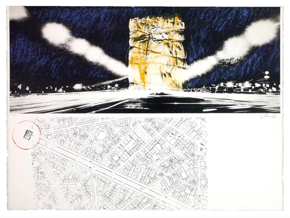 石版画 Christo - Project for the Arc de Triomphe, Paris, 1970 