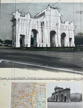 石版画 Christo - Puerta de Alcalá, Envuelta / Proyecto para Madrid