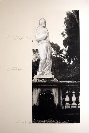 石版画 Christo - Schweiz Verpackte Venus-Villa Borghese