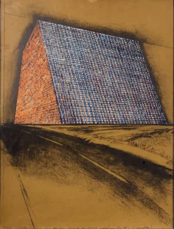 石版画 Christo - Texas Mastaba, Project For 500,000 Stacked Oil Drums