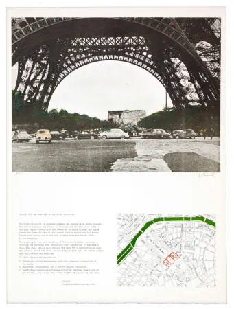 石版画 Christo - The wrapping of the Ecole militaire