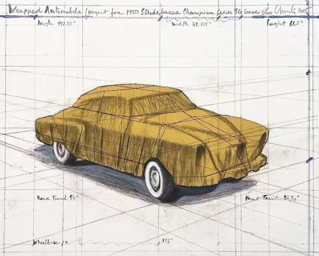 石版画 Christo - Wrapped Automobile, Project for Studebaker