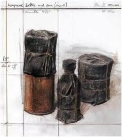 石版画 Christo - Wrapped Bottle and Cans (Project)