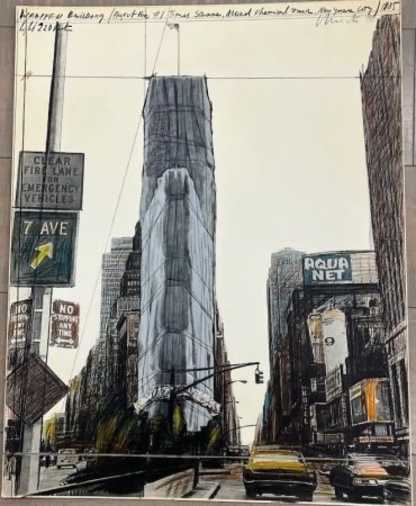 石版画 Christo - Wrapped building , project for 1 Times Square, New York