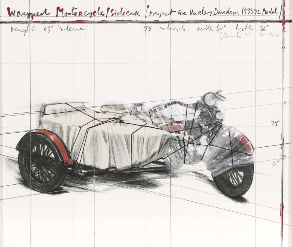 复数作品 Christo - Wrapped Motorcycle/Side Car, Project for Harley Davidson 1933 VL Model