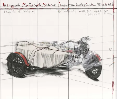 复数作品 Christo - Wrapped Motorcycle/Side Car, Project for Harley Davidson 1933 VL Model