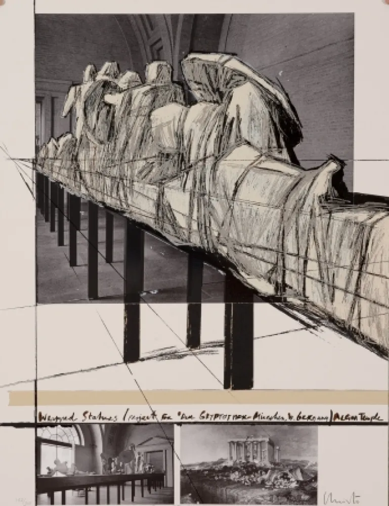 丝网印刷 Christo - Wrapped Statues- Project for DerGlypotek-Munchen, West Germany, Aegina Temple