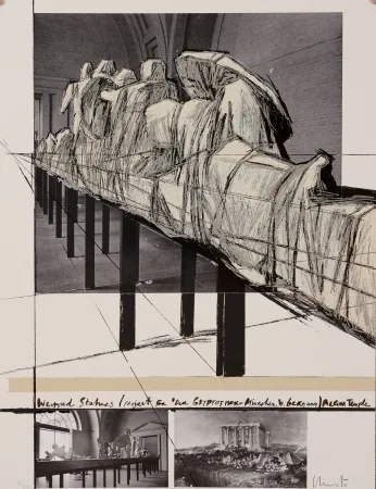 丝网印刷 Christo - Wrapped Statues- Project for DerGlypotek-Munchen, West Germany, Aegina Temple
