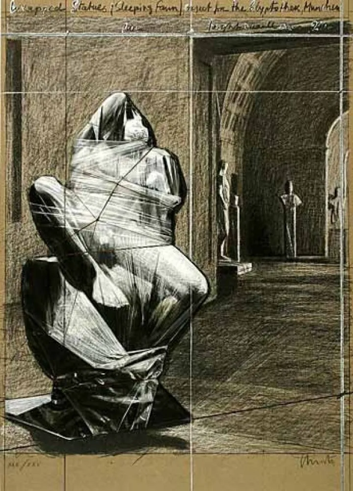 复数作品 Christo - Wrapped Statues, Sleeping Fawn, Project for the Glyptothek