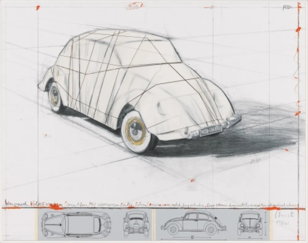 石版画 Christo - Wrapped Volkswagen (PROJECT FOR 1961 VOLKSWAGEN BEETLE SALOON)