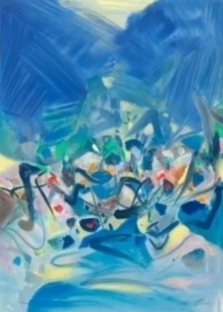 石版画 Chu Teh Chun  - COMPOSITION BLEUE