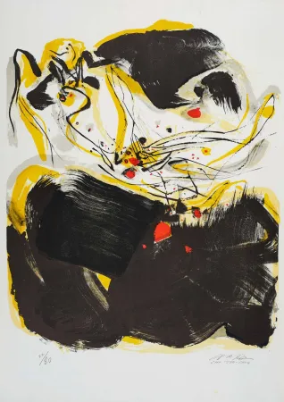 石版画 Chu Teh Chun  - Composition en jaune, noir et rouge