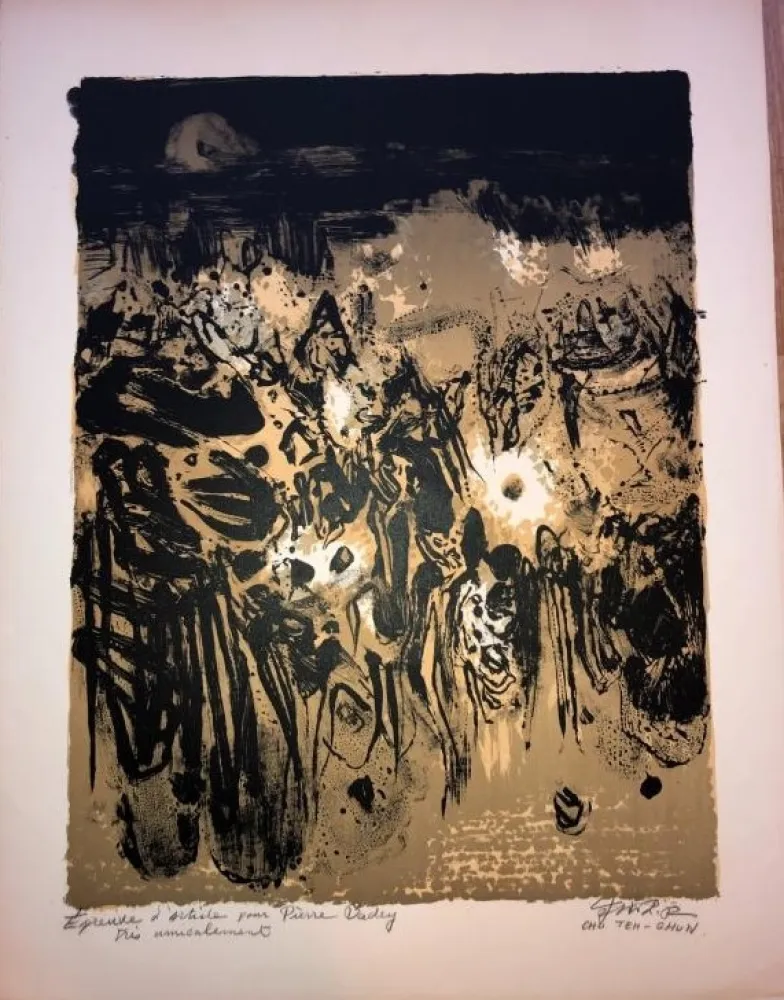 石版画 Chu Teh Chun  - Golden Times circa 1960