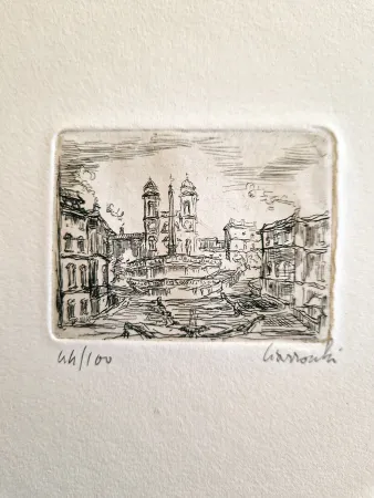 蚀刻版画 Ciarrocchi - Trinità dei Monti