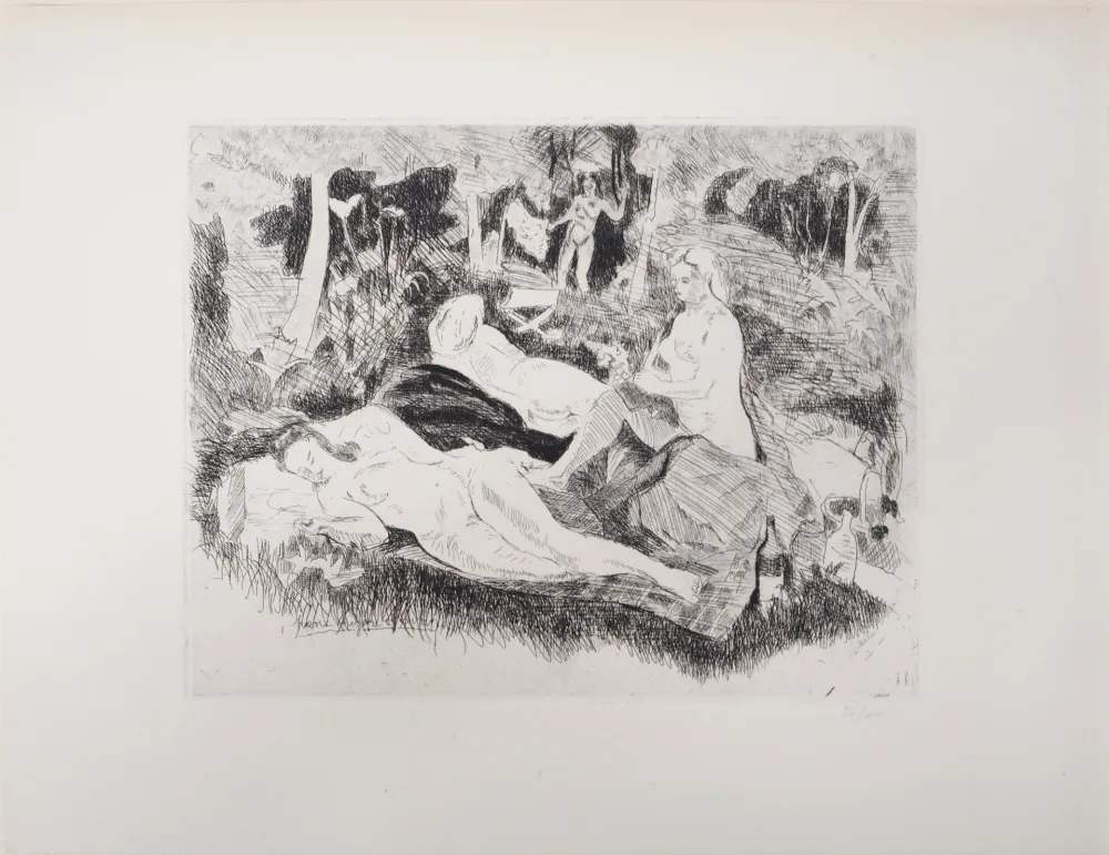 版画 Clairin - Nus dans une clairière