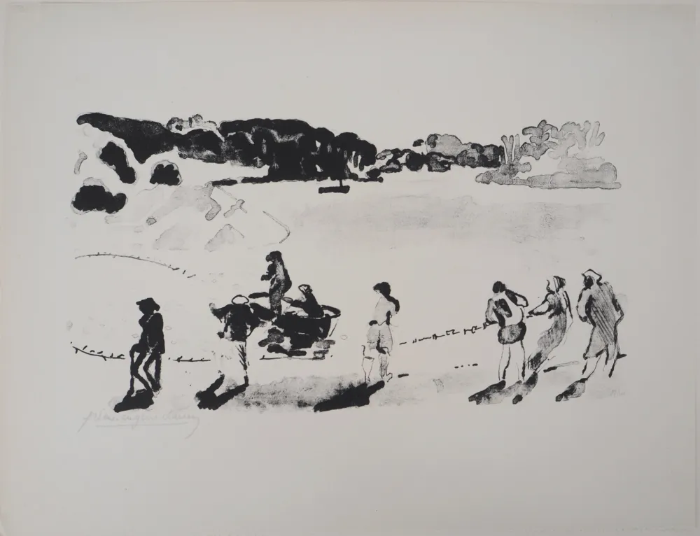 石版画 Clairin - Un coup de Senne sur le Belon