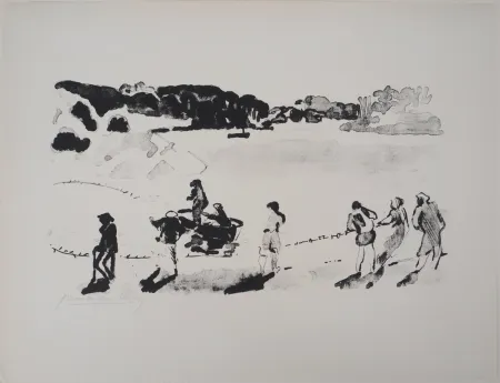 石版画 Clairin - Un coup de Senne sur le Belon