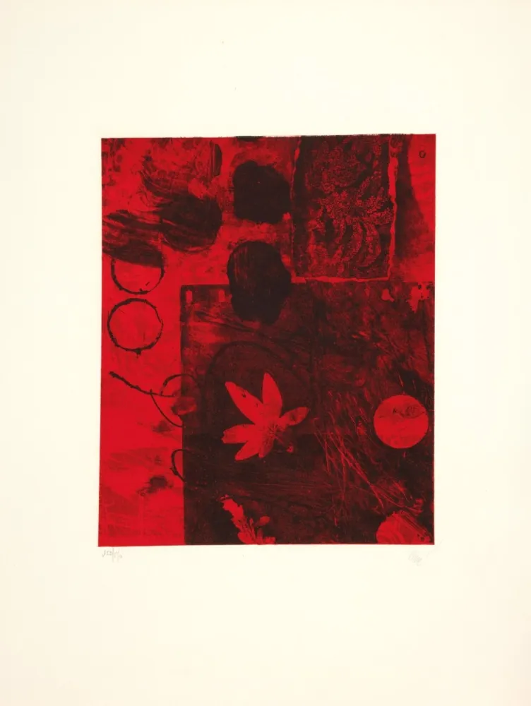 石版画 Clavé - Feuille rouge