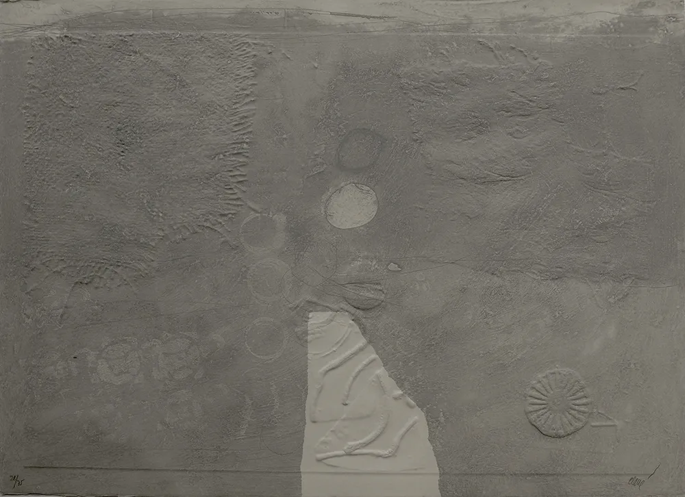 版画 Clavé - Gaufrages sur fond bleu