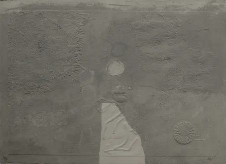 版画 Clavé - Gaufrages sur fond bleu