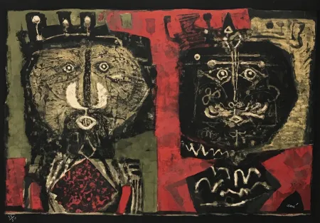 石版画 Clavé - Les Deux Rois (The Two Kings)