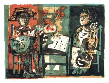 石版画 Clavé - Les musiciens