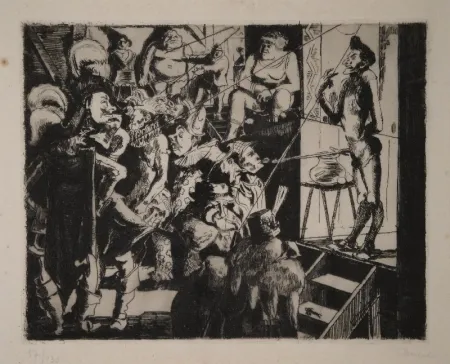 版画 Clément - Le bateleur / Der Gaukler (Les Monstres) / (Jahrmarkt) 