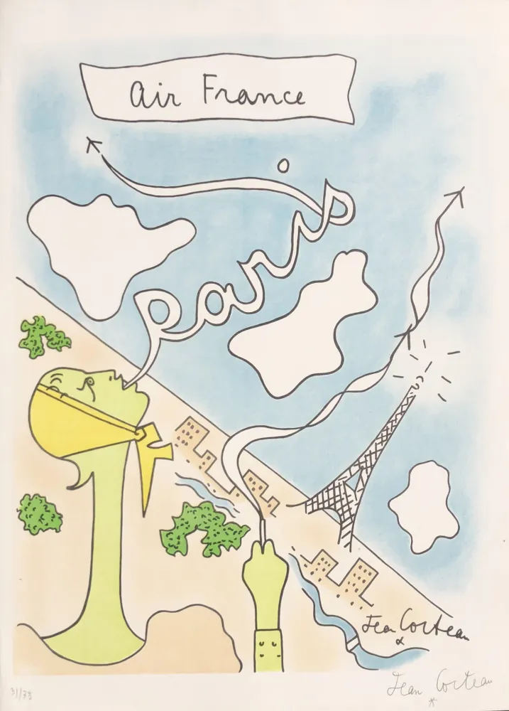 石版画 Cocteau - Air France
