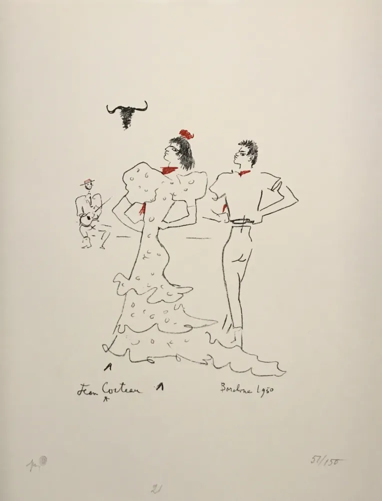 石版画 Cocteau - Barcelone