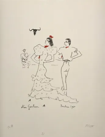 石版画 Cocteau - Barcelone