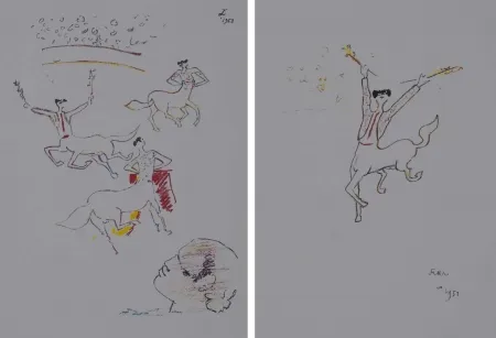 石版画 Cocteau - Centauros taurinos