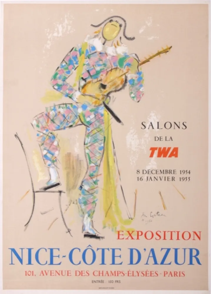 石版画 Cocteau - Exposition Nice - Côte d'Azur Salons de la TWA, 