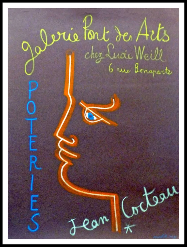 石版画 Cocteau - Galerie Pont des Arts chez Lucie Weill - POTERIES