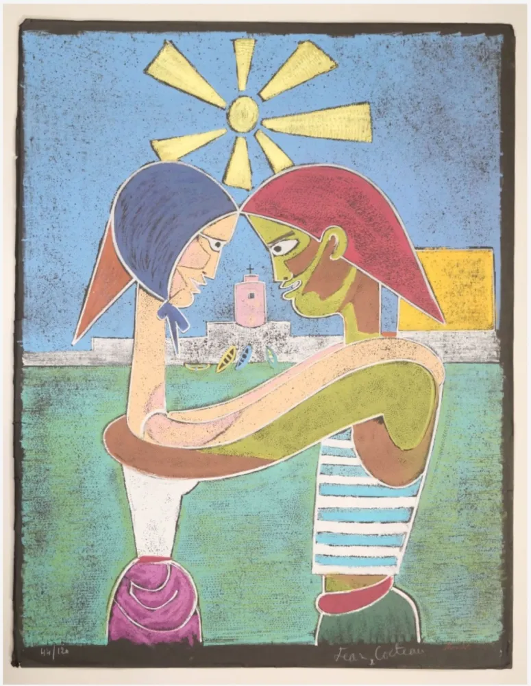 石版画 Cocteau - Innamorati, 1961. 