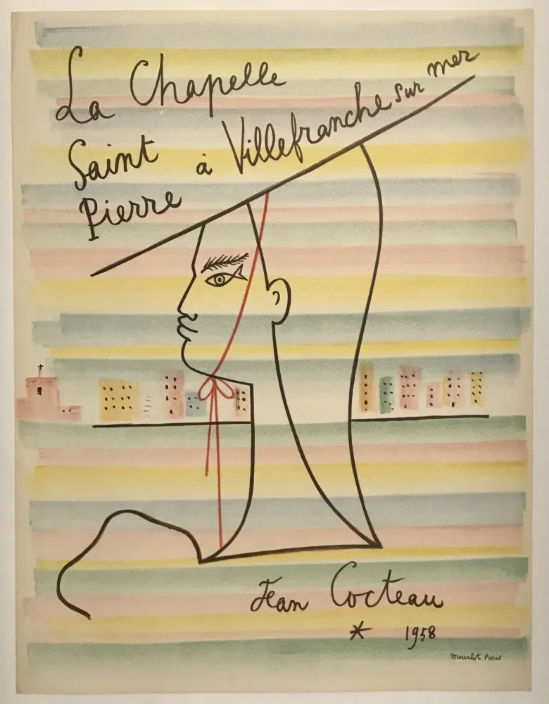 石版画 Cocteau - La Chapelle Saint Pierre a Villefranche sur mer