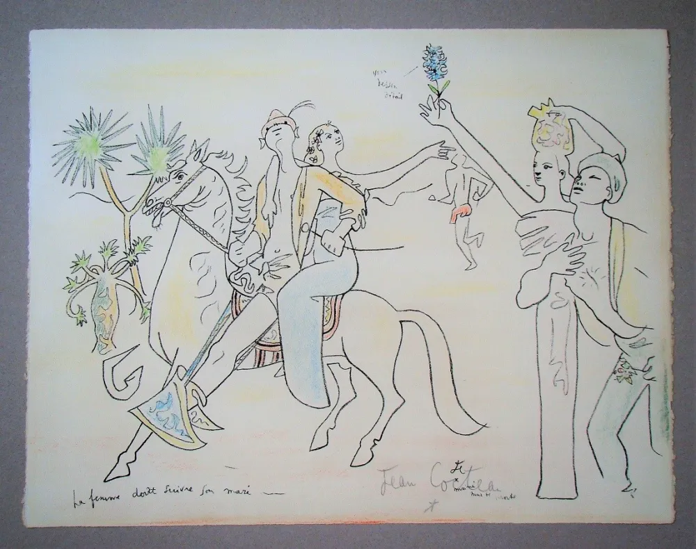 石版画 Cocteau - La femme doit suivre son mari