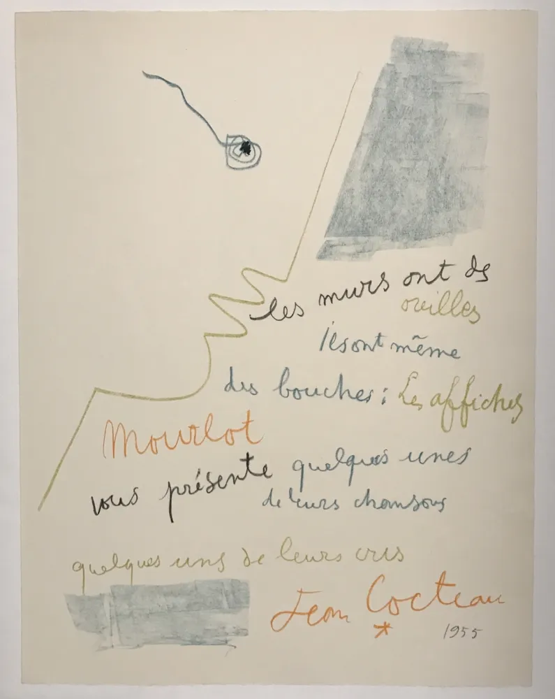 石版画 Cocteau - Les murs ont des oreilles