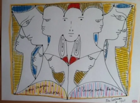 石版画 Cocteau - Nous croyons en L'Europe