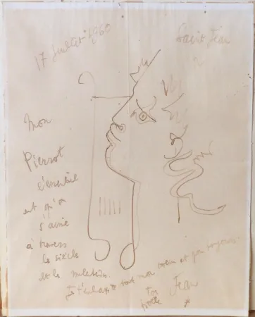 无技术 Cocteau - Orphée à la lyre. Dessin signé