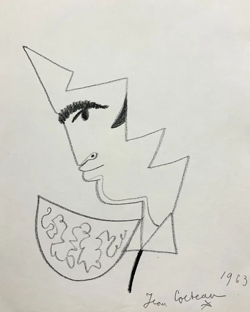 无技术 Cocteau - Profil de Torero. 1963. Dessin 