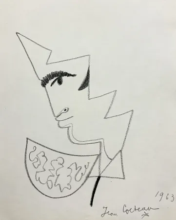 无技术 Cocteau - Profil de Torero. 1963. Dessin 