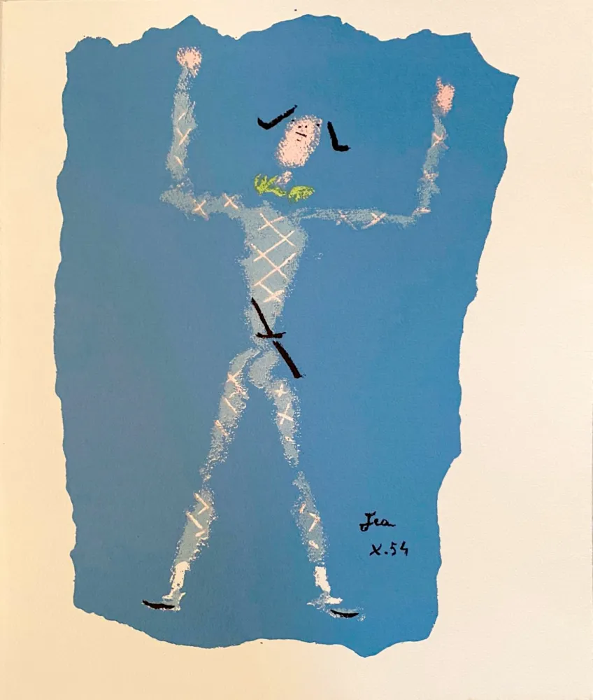 石版画 Cocteau - Sous le manteau de feu